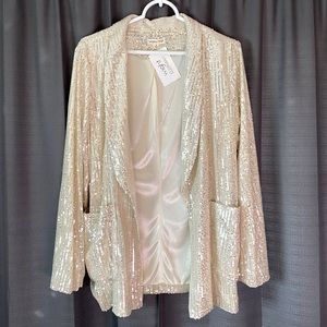 NWT Champagne sparkle open face blazer Size S